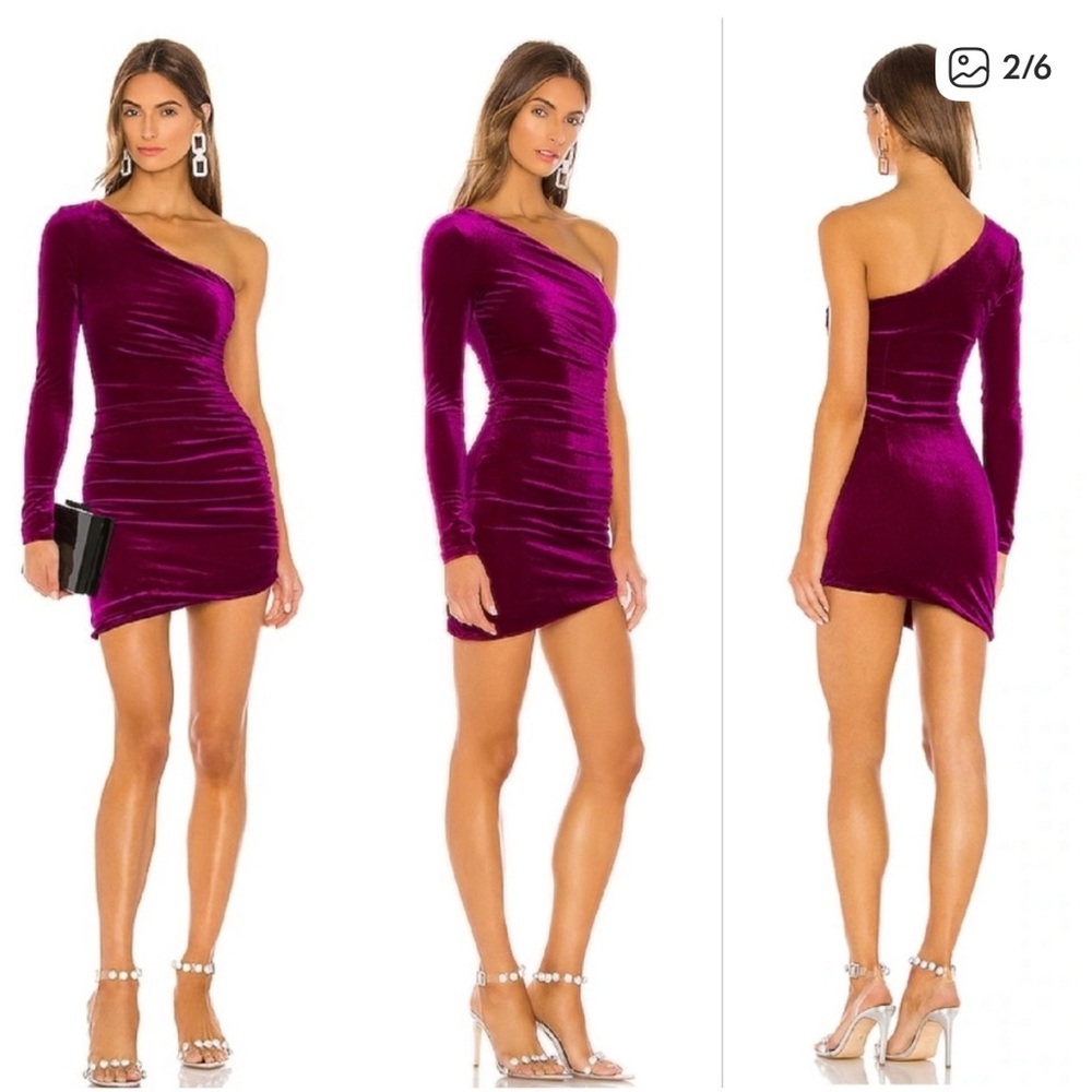 NBD Ginnie Velvet One Shoulder Mini Dress Sz S NEW Purple Violet Asymmetrical